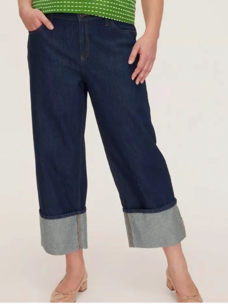 Kate Spade X Target High-Rise Wide-Cuff Jeans, Size 17